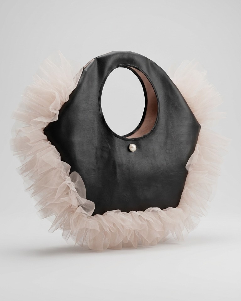 BLACK WITH NUDE PINK TULLE [FORGET ME NOT] BAG